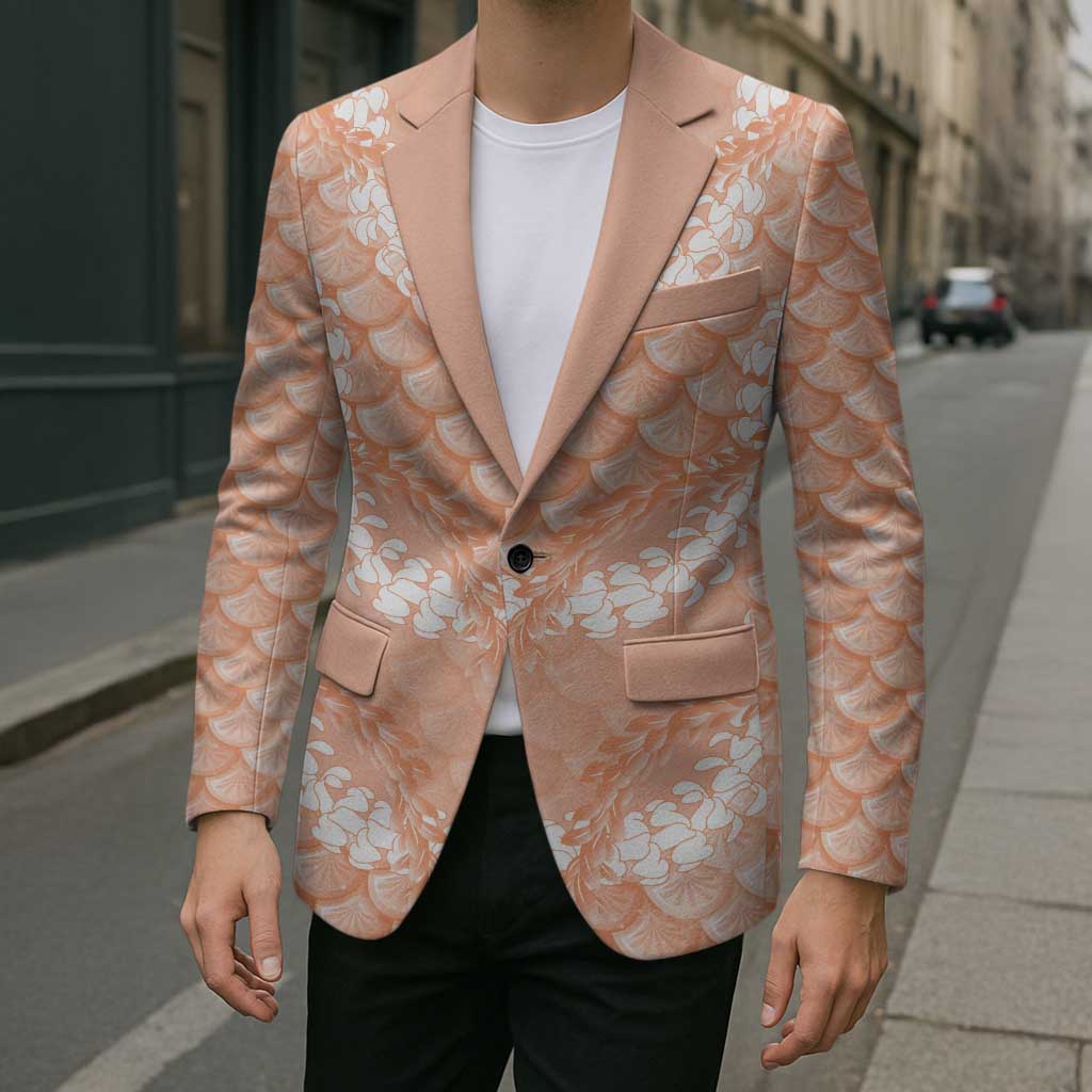 Apricot Mermaid Puakenikeni Maile Lei Blazer