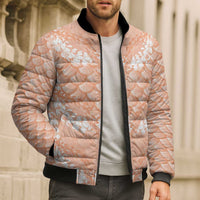 Apricot Mermaid Puakenikeni Maile Lei Bomber Puffer Jacket