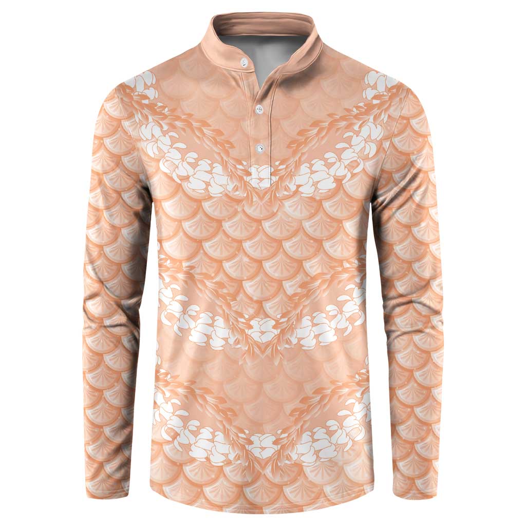 Apricot Mermaid Puakenikeni Maile Lei Button Sweatshirt