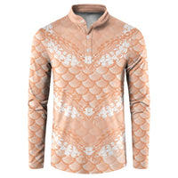 Apricot Mermaid Puakenikeni Maile Lei Button Sweatshirt