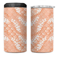 Apricot Mermaid Puakenikeni Maile Lei 4 in 1 Can Cooler Tumbler LT01 One Size: 16 oz Apricot - Polynesian Pride