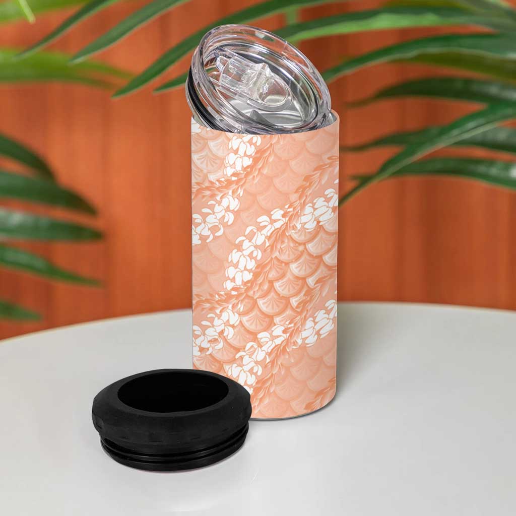 Apricot Mermaid Puakenikeni Maile Lei 4 in 1 Can Cooler Tumbler LT01 - Polynesian Pride