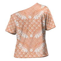Apricot Mermaid Puakenikeni Maile Lei Cross Shoulder Shirt LT01 - Polynesian Pride