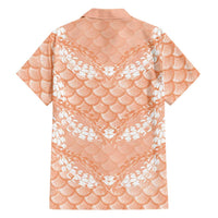 Apricot Mermaid Puakenikeni Maile Lei Family Matching Long Sleeve Bodycon Dress and Hawaiian Shirt LT01 - Polynesian Pride
