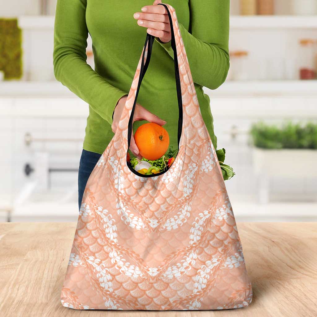Apricot Mermaid Puakenikeni Maile Lei Grocery Bag