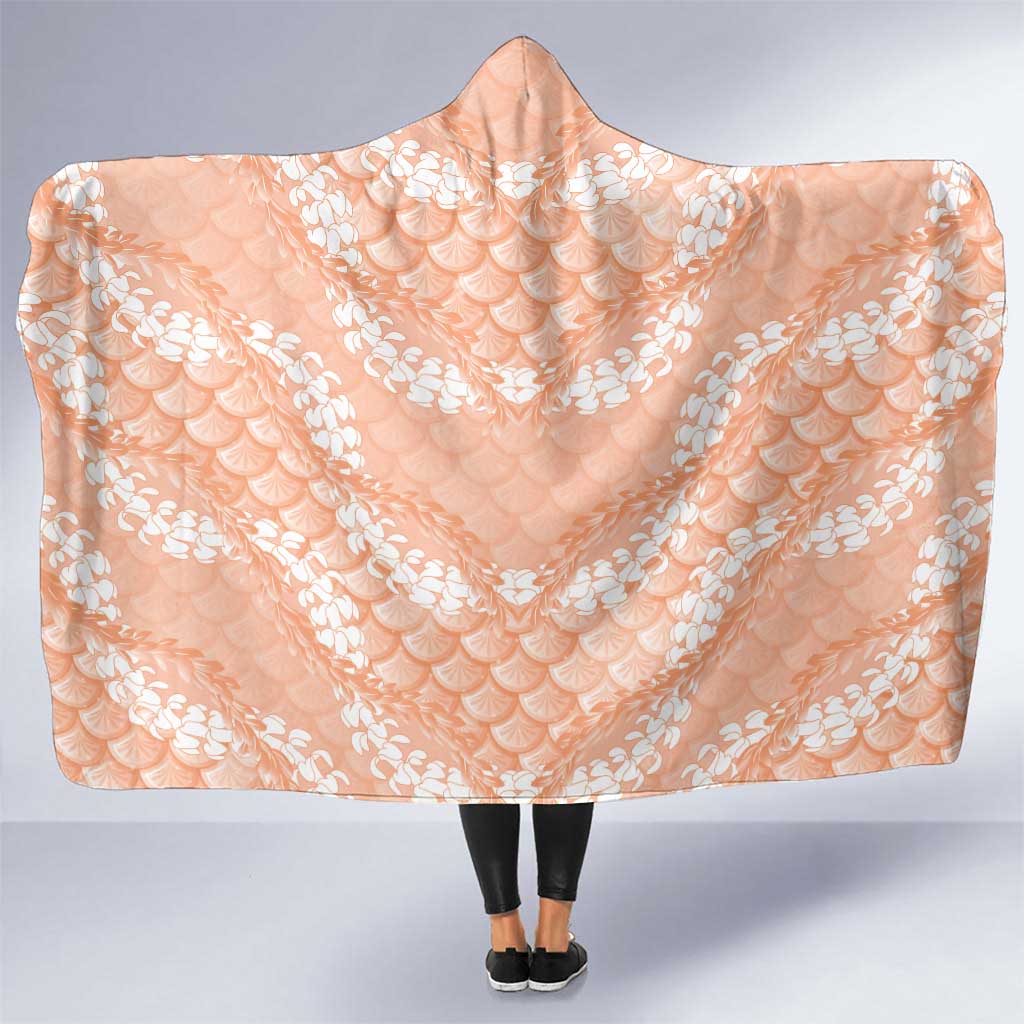 Apricot Mermaid Puakenikeni Maile Lei Hooded Blanket LT01 One Size Apricot - Polynesian Pride