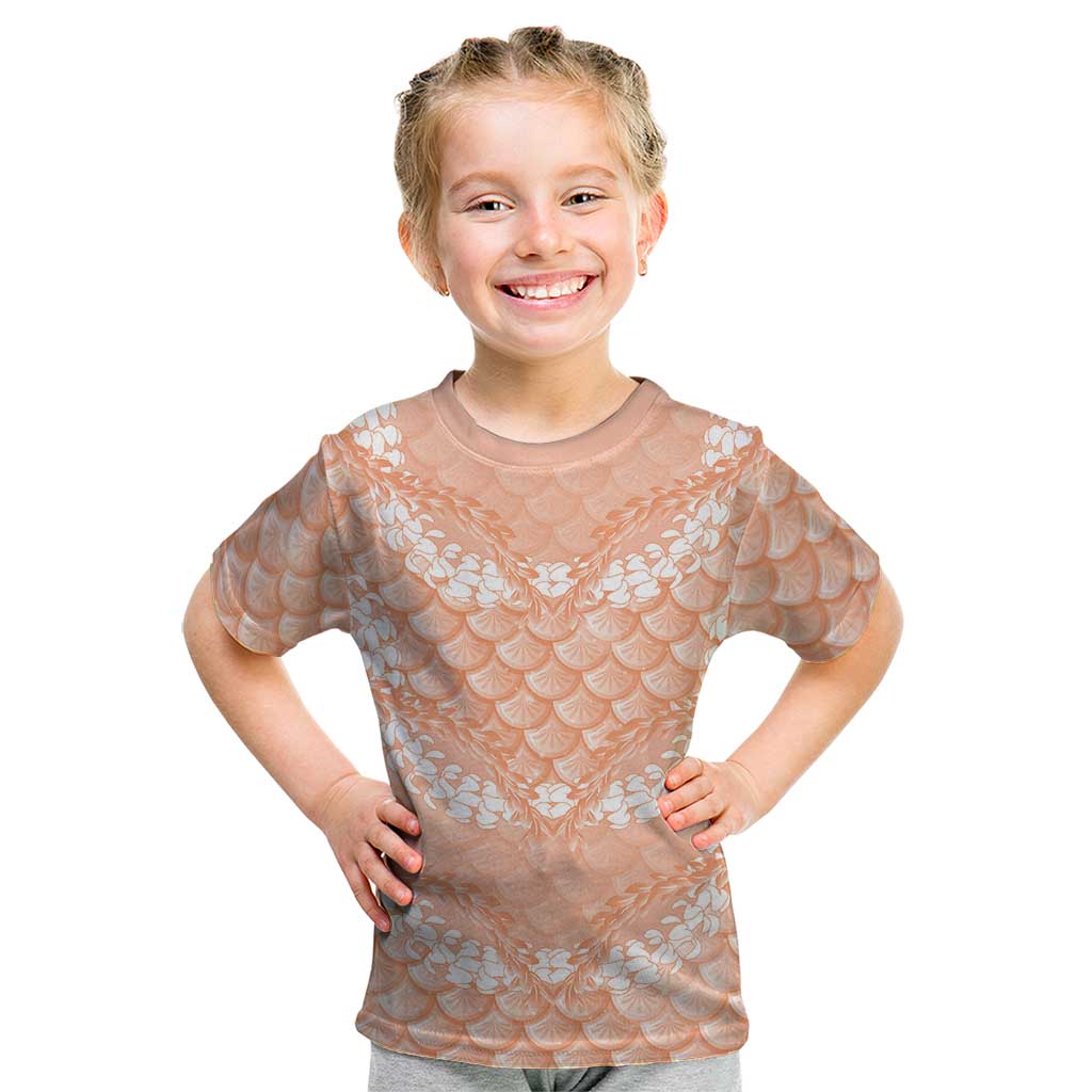 Apricot Mermaid Puakenikeni Maile Lei Kid T Shirt LT01 Apricot - Polynesian Pride