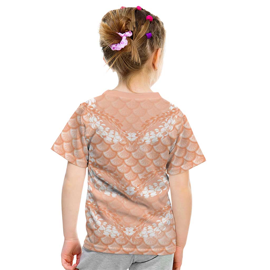 Apricot Mermaid Puakenikeni Maile Lei Kid T Shirt LT01 - Polynesian Pride
