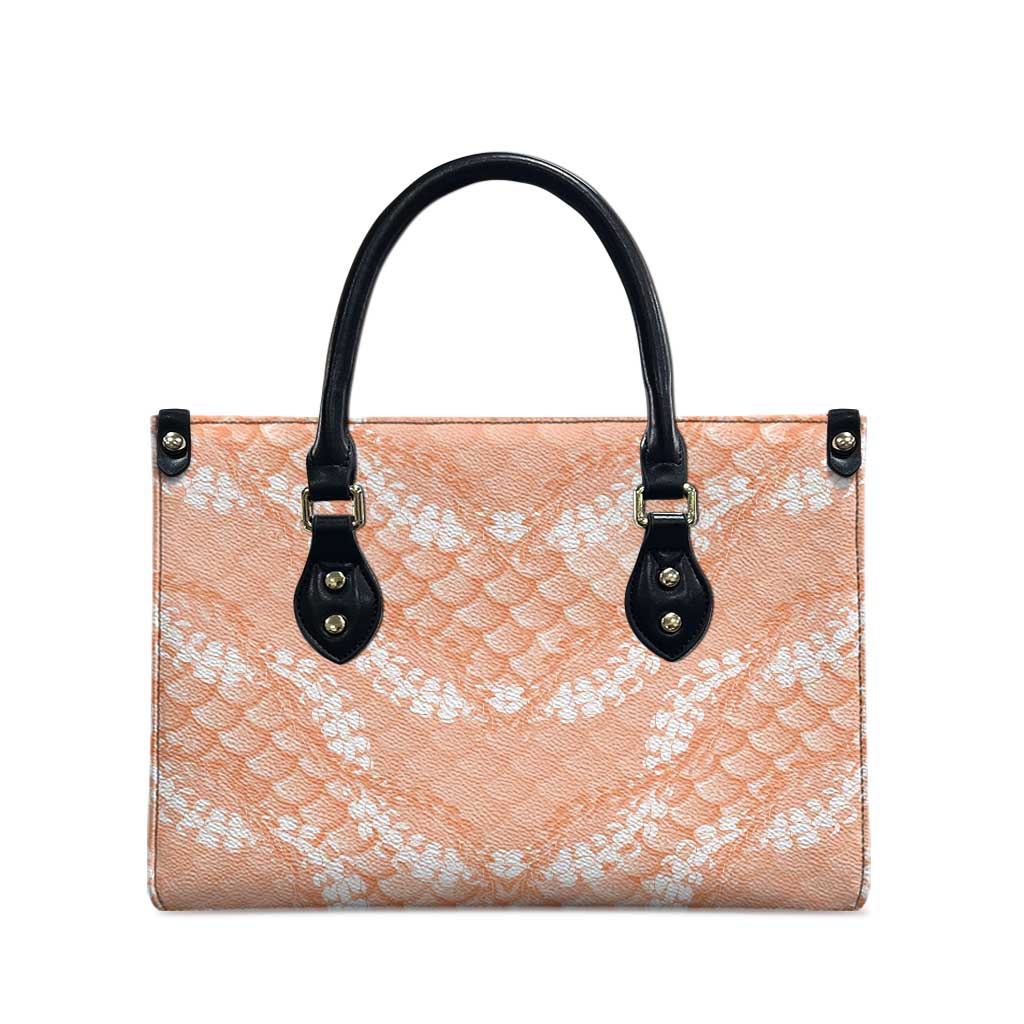 Apricot Mermaid Puakenikeni Maile Lei Leather Bag