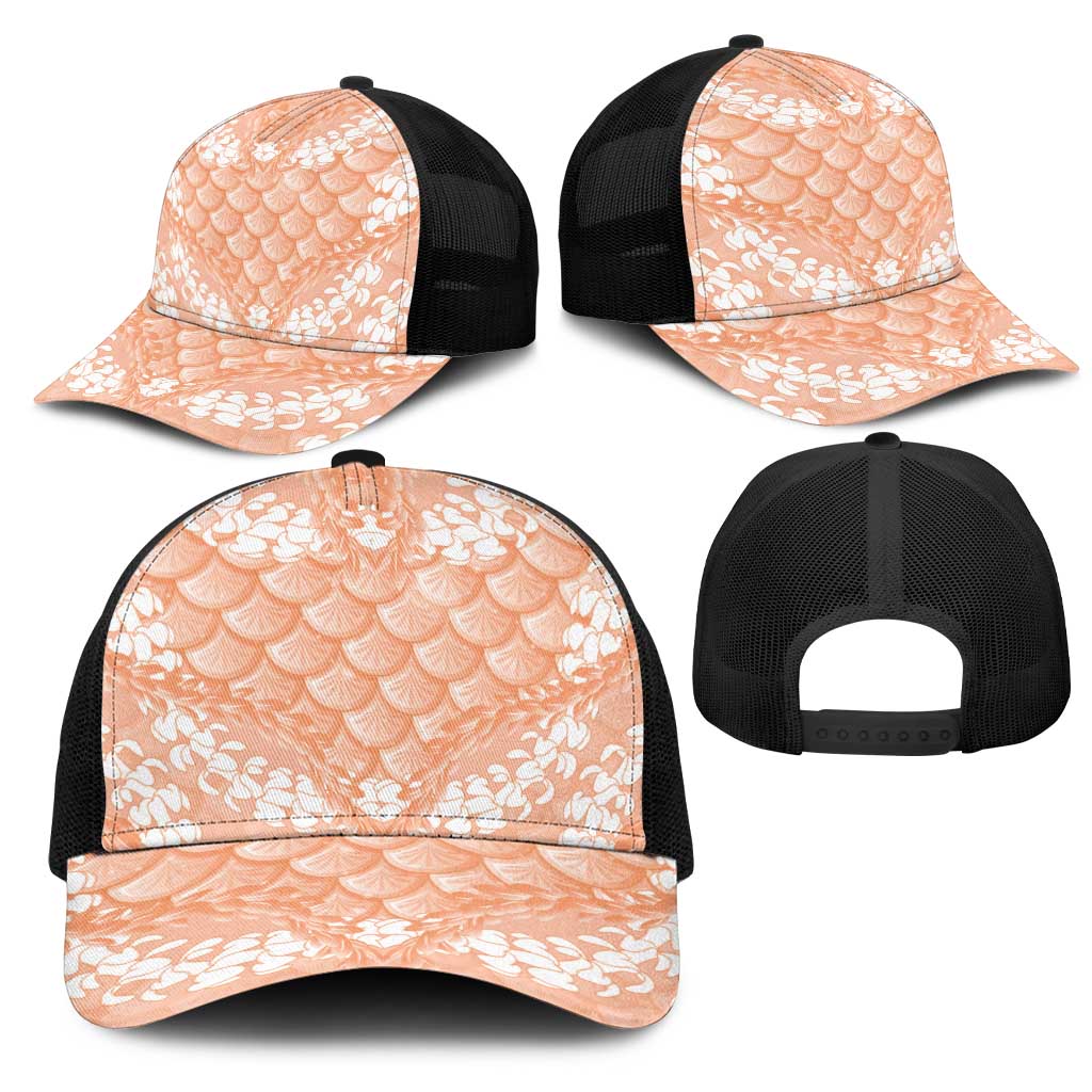 Apricot Mermaid Puakenikeni Maile Lei Mesh Trucker Cap