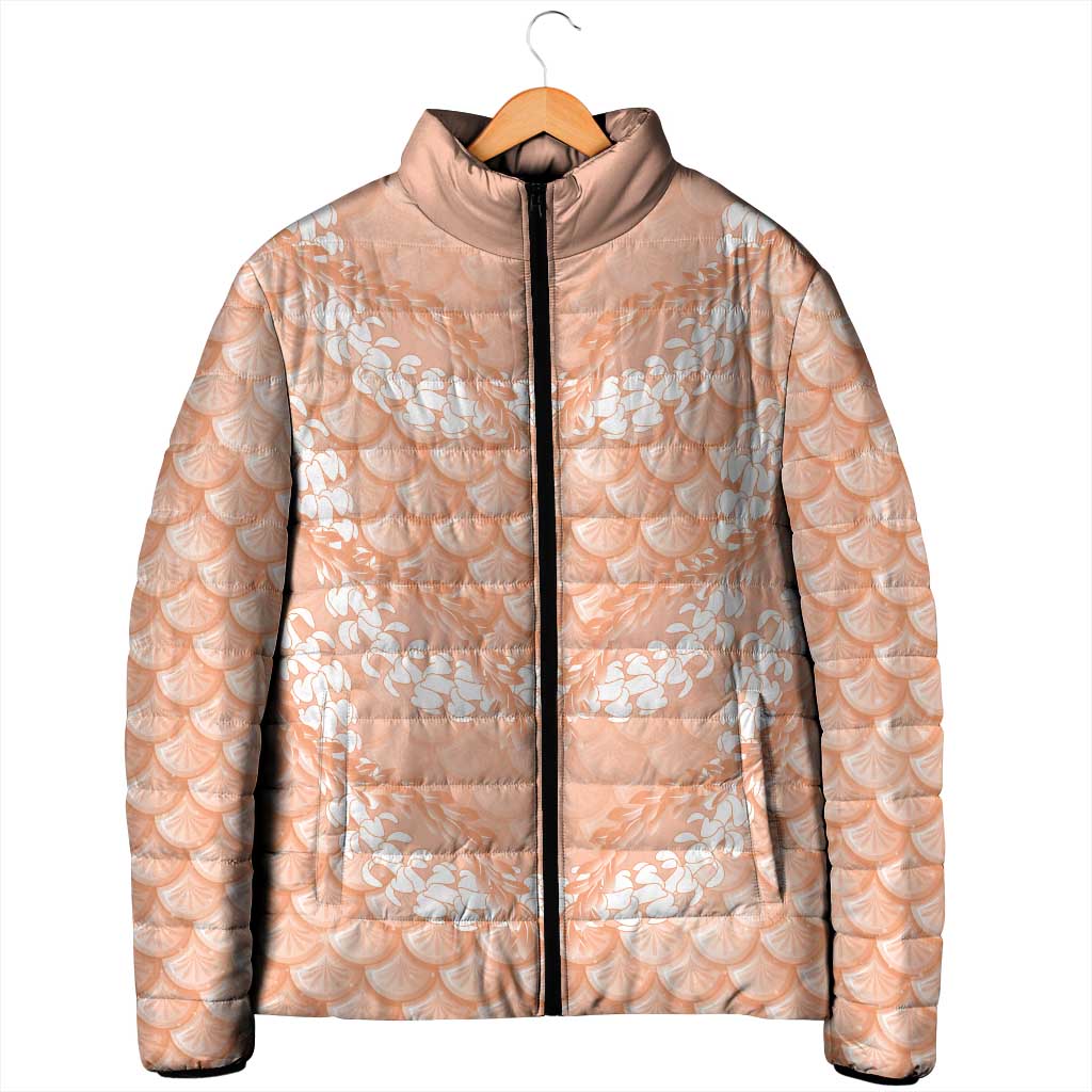 Apricot Mermaid Puakenikeni Maile Lei Padded Jacket