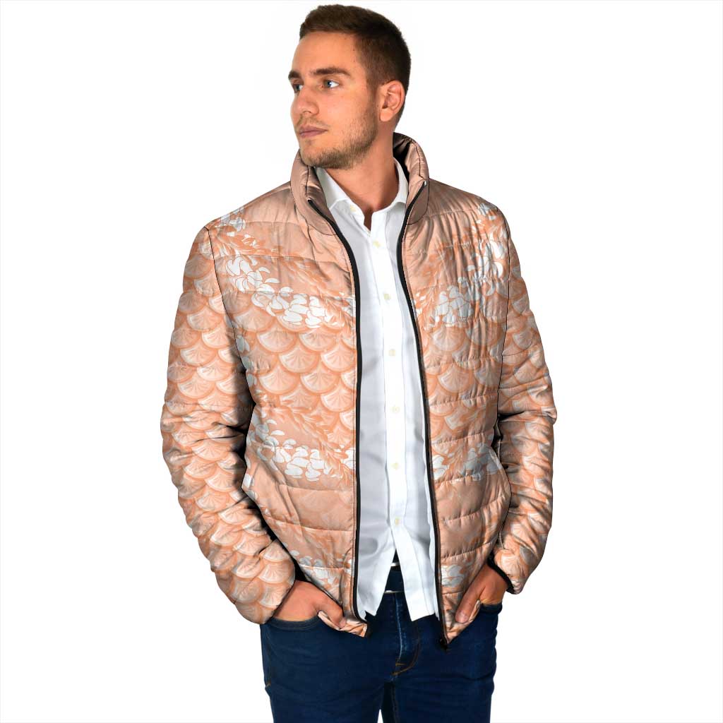 Apricot Mermaid Puakenikeni Maile Lei Padded Jacket