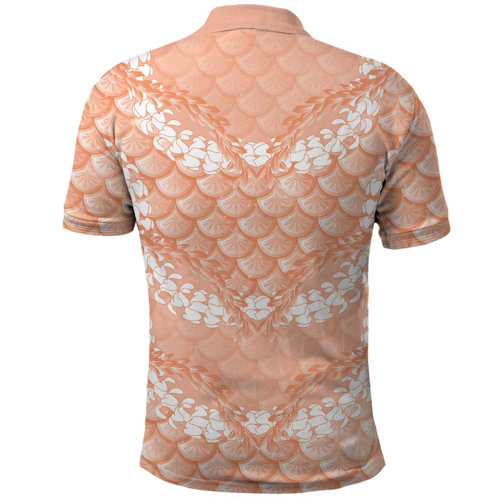 Apricot Mermaid Puakenikeni Maile Lei Polo Shirt LT01 - Polynesian Pride