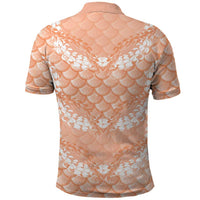 Apricot Mermaid Puakenikeni Maile Lei Polo Shirt LT01 - Polynesian Pride