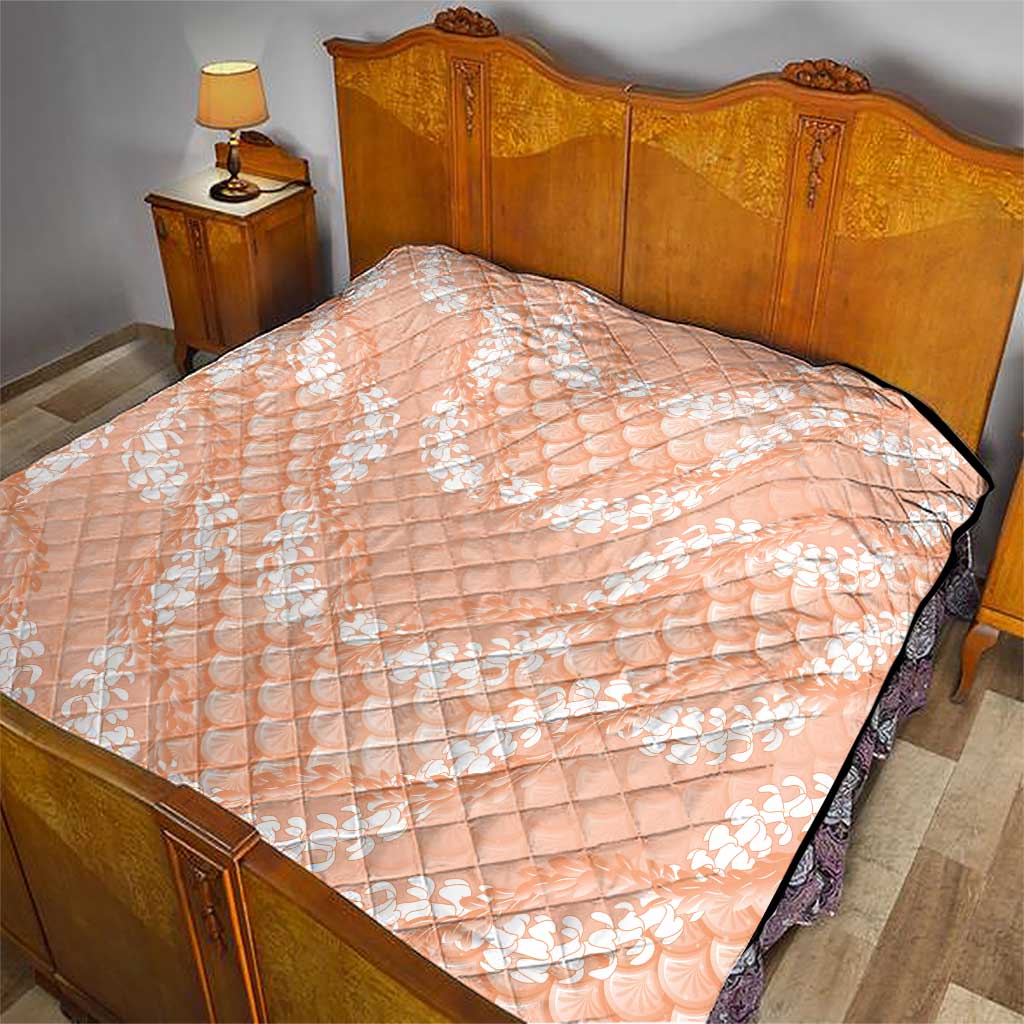 Apricot Mermaid Puakenikeni Maile Lei Quilt