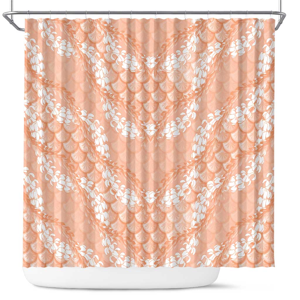 Apricot Mermaid Puakenikeni Maile Lei Shower Curtain LT01 Apricot - Polynesian Pride