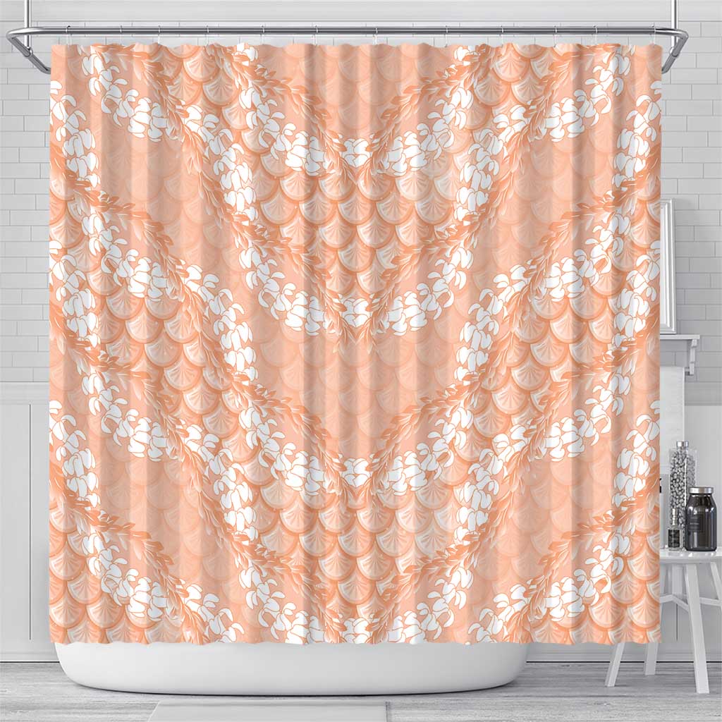 Apricot Mermaid Puakenikeni Maile Lei Shower Curtain LT01 - Polynesian Pride