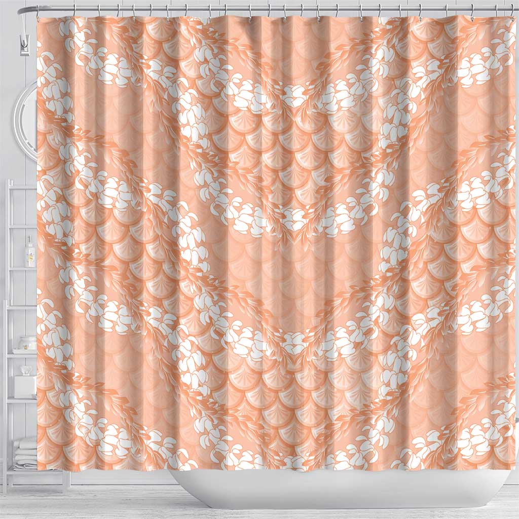Apricot Mermaid Puakenikeni Maile Lei Shower Curtain LT01 - Polynesian Pride