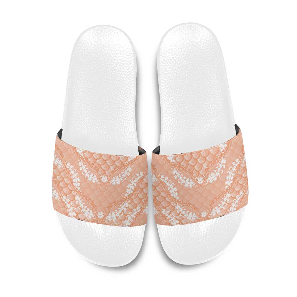 Apricot Mermaid Puakenikeni Maile Lei Slide Sandals