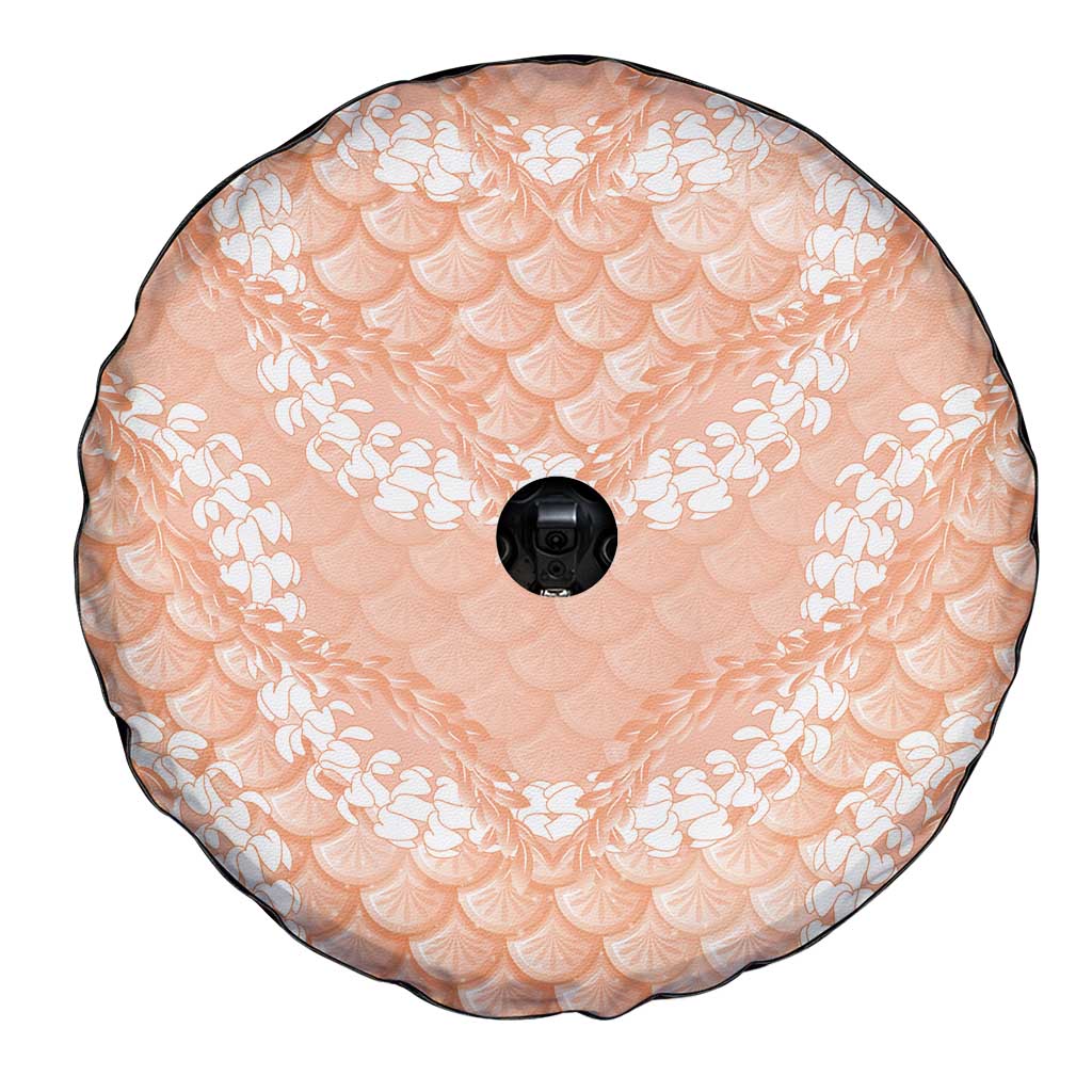 Apricot Mermaid Puakenikeni Maile Lei Spare Tire Cover