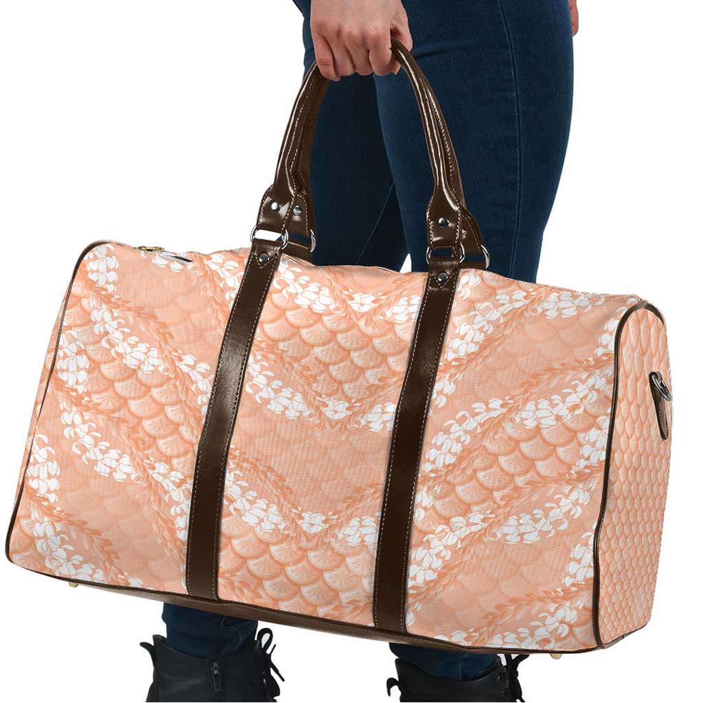 Apricot Mermaid Puakenikeni Maile Lei Travel Bag