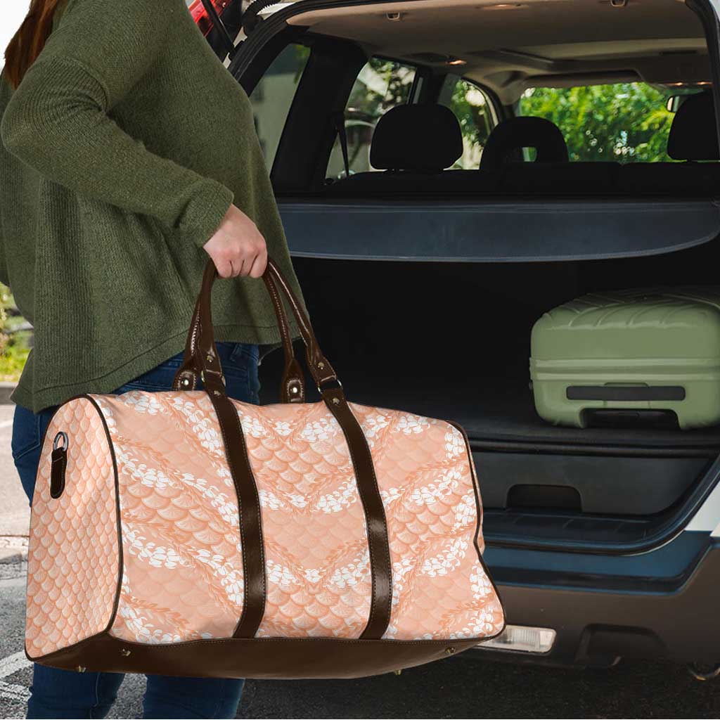 Apricot Mermaid Puakenikeni Maile Lei Travel Bag