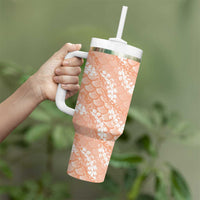 Apricot Mermaid Puakenikeni Maile Lei Tumbler With Handle