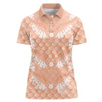 Apricot Mermaid Puakenikeni Maile Lei Women Polo Shirt