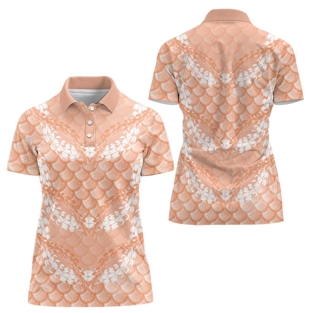 Apricot Mermaid Puakenikeni Maile Lei Women Polo Shirt