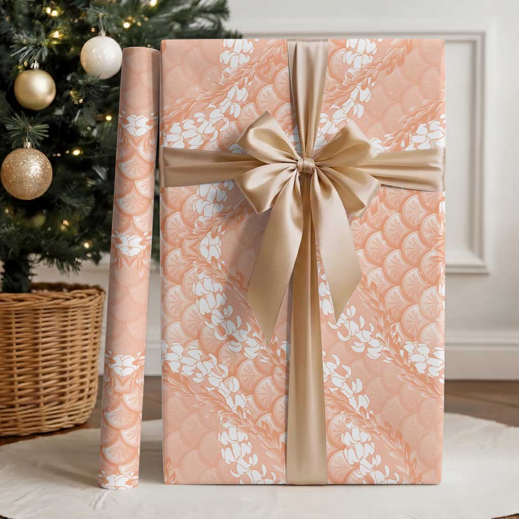Apricot Mermaid Puakenikeni Maile Lei Wrapping Paper