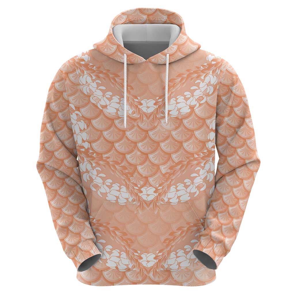 Apricot Mermaid Puakenikeni Maile Lei Zip Hoodie