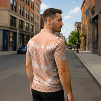 Apricot Mermaid Puakenikeni Maile Lei Zipper Polo Shirt