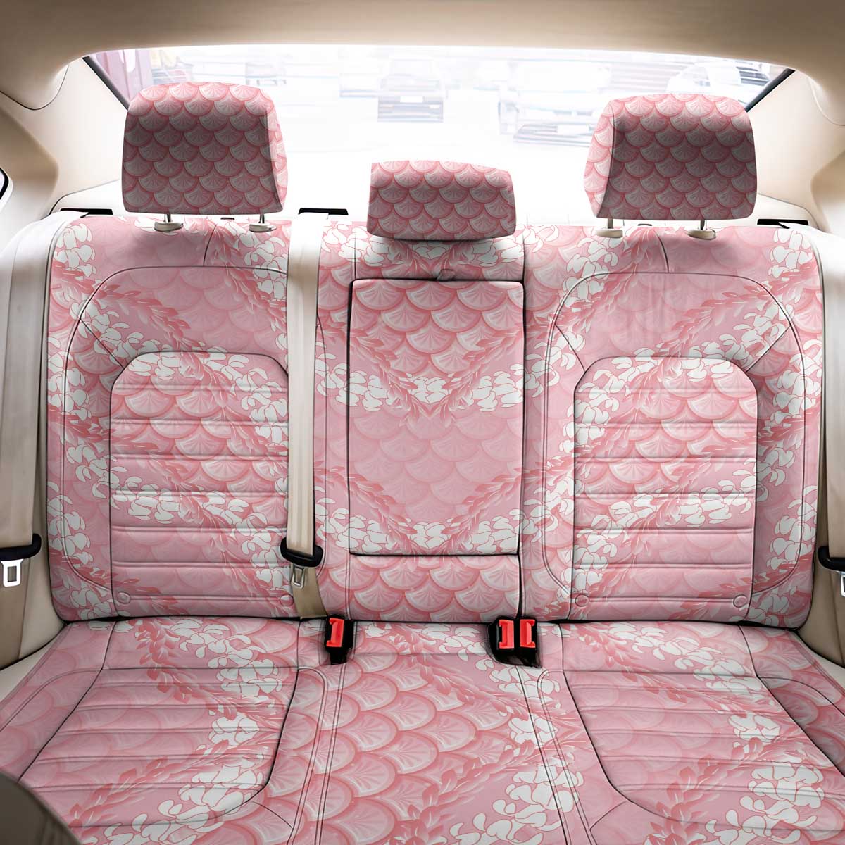 Soft Pink Mermaid Puakenikeni Maile Lei Back Car Seat Cover LT01 - Polynesian Pride