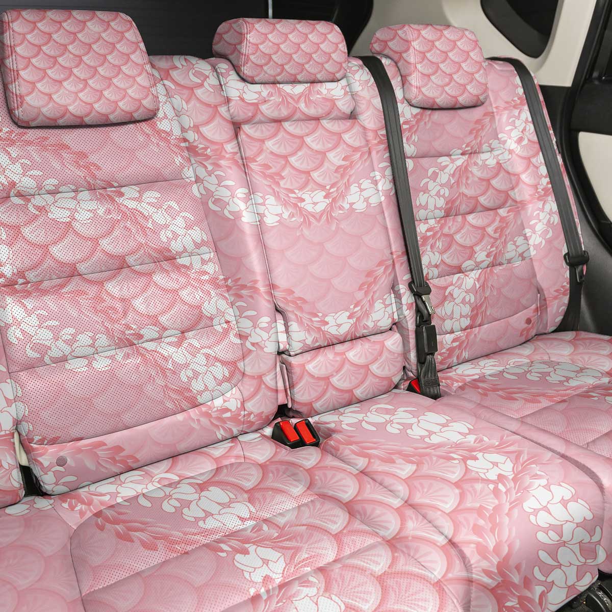 Soft Pink Mermaid Puakenikeni Maile Lei Back Car Seat Cover LT01 - Polynesian Pride