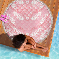 Soft Pink Mermaid Puakenikeni Maile Lei Beach Blanket