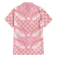 Soft Pink Mermaid Puakenikeni Maile Lei Family Matching Mermaid Dress and Hawaiian Shirt