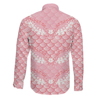 Soft Pink Mermaid Puakenikeni Maile Lei Family Matching Off Shoulder Short Dress and Hawaiian Shirt