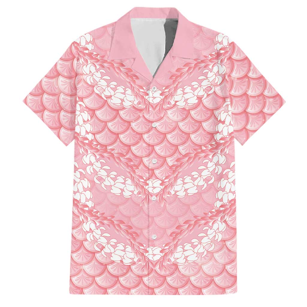 Soft Pink Mermaid Puakenikeni Maile Lei Family Matching Puletasi and Hawaiian Shirt