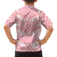 Soft Pink Mermaid Puakenikeni Maile Lei Family Matching Short Sleeve Bodycon Dress and Hawaiian Shirt
