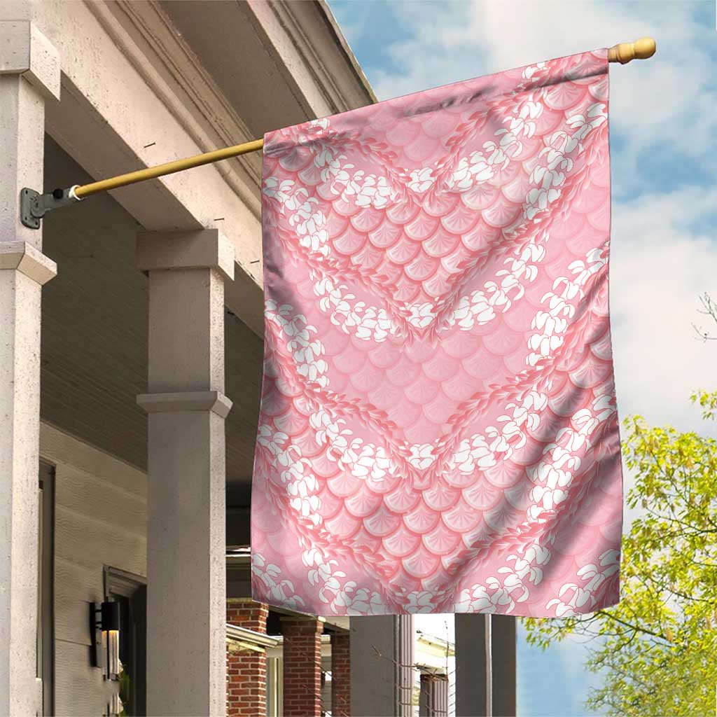 Soft Pink Mermaid Puakenikeni Maile Lei Garden Flag