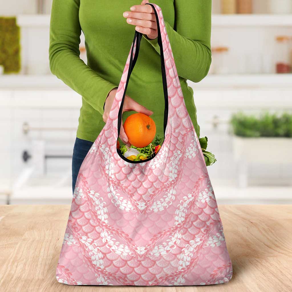 Soft Pink Mermaid Puakenikeni Maile Lei Grocery Bag