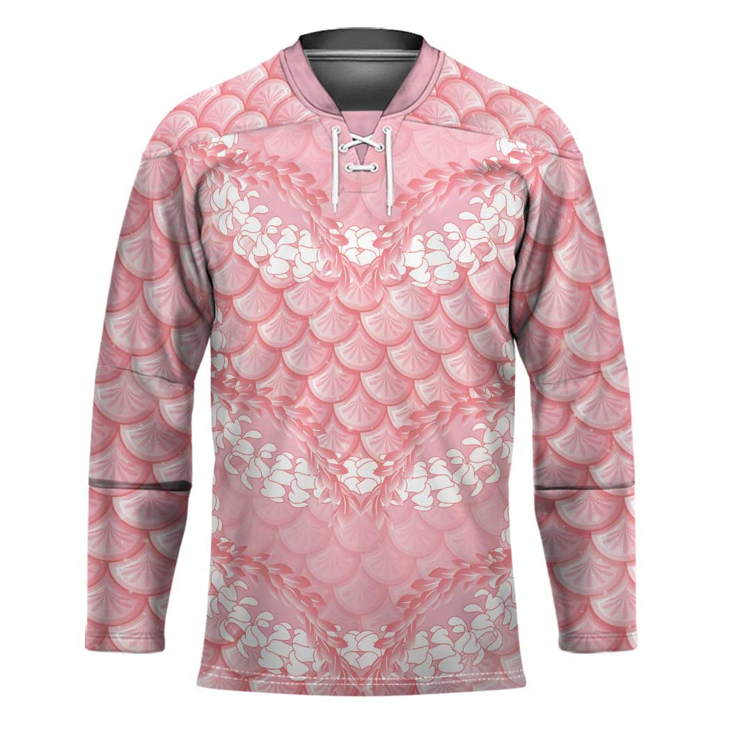 Soft Pink Mermaid Puakenikeni Maile Lei Hockey Jersey