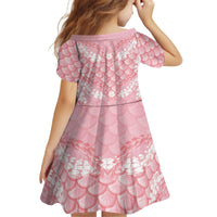 Soft Pink Mermaid Puakenikeni Maile Lei Kid Short Sleeve Dress