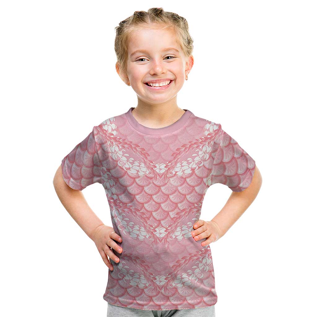 Soft Pink Mermaid Puakenikeni Maile Lei Kid T Shirt LT01 Pink - Polynesian Pride