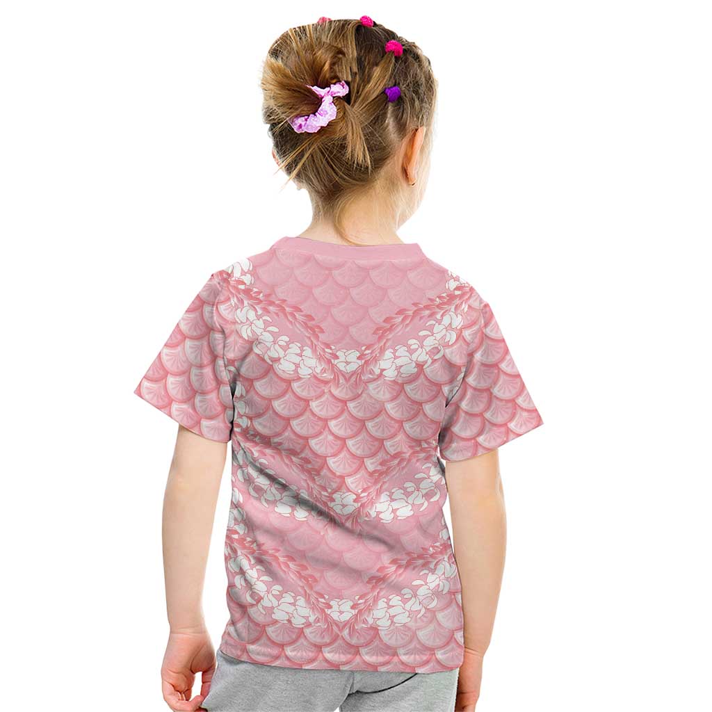 Soft Pink Mermaid Puakenikeni Maile Lei Kid T Shirt LT01 - Polynesian Pride