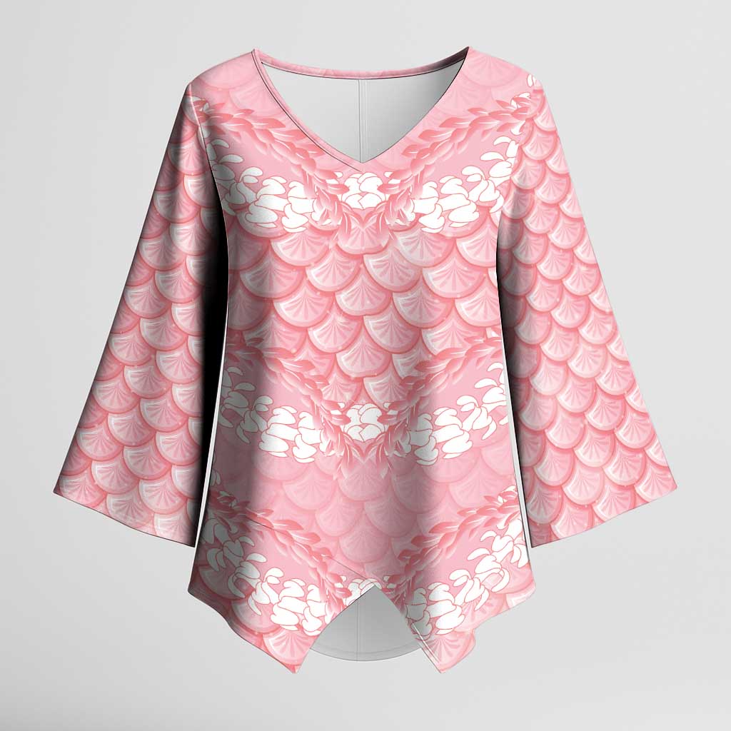 Soft Pink Mermaid Puakenikeni Maile Lei Kimono Sleeve Blouse LT01 Female Pink - Polynesian Pride