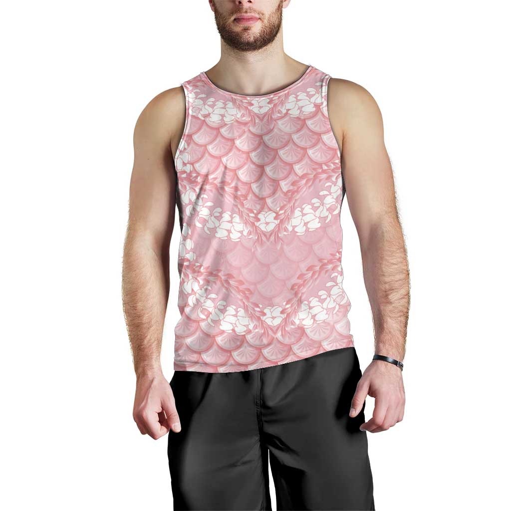 Soft Pink Mermaid Puakenikeni Maile Lei Men Tank Top