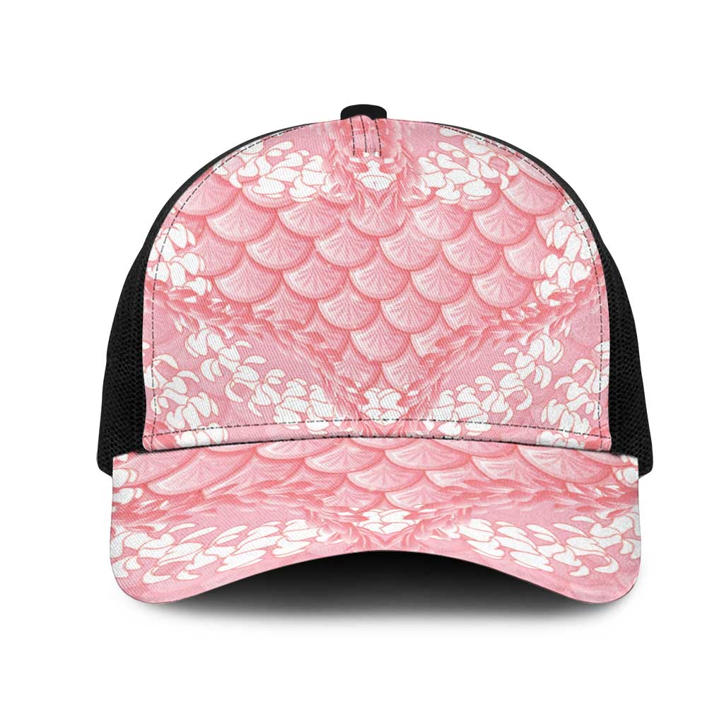Soft Pink Mermaid Puakenikeni Maile Lei Mesh Trucker Cap