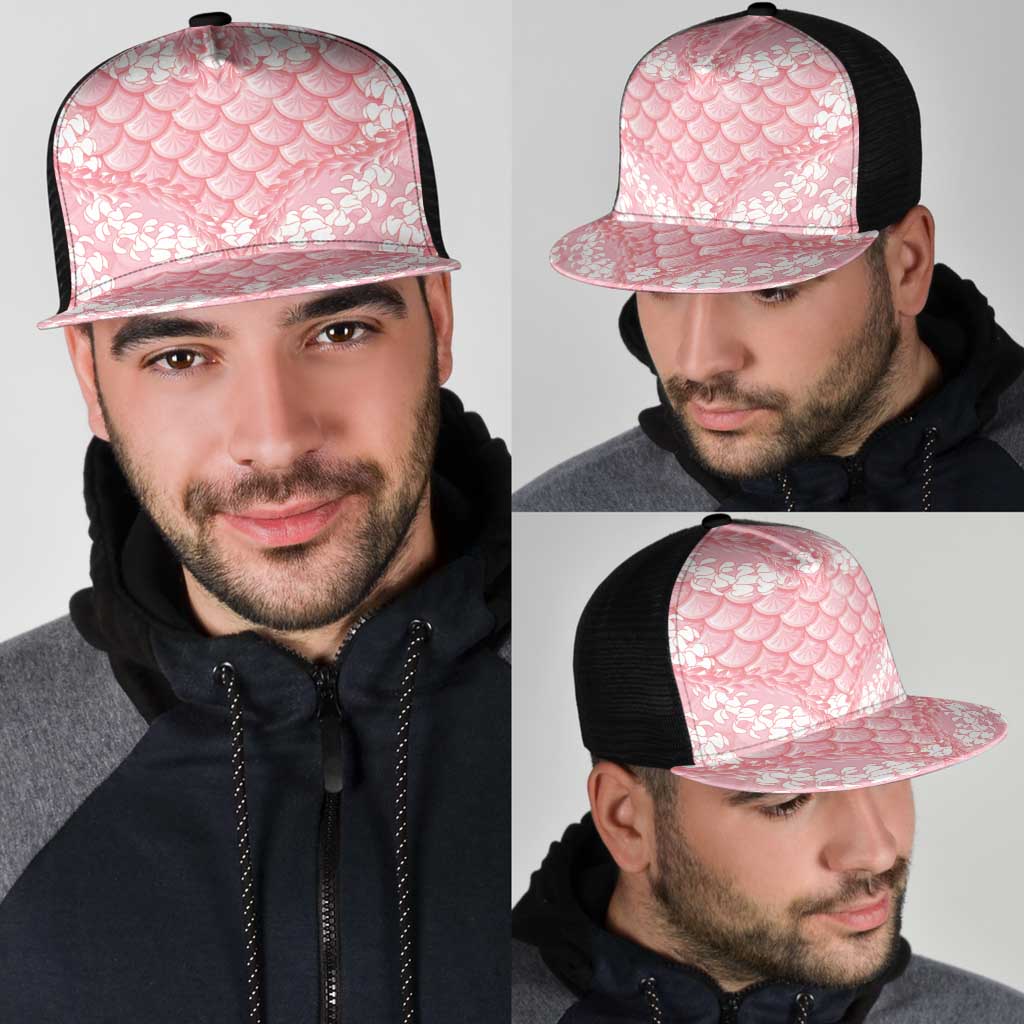 Soft Pink Mermaid Puakenikeni Maile Lei Mesh Trucker Cap