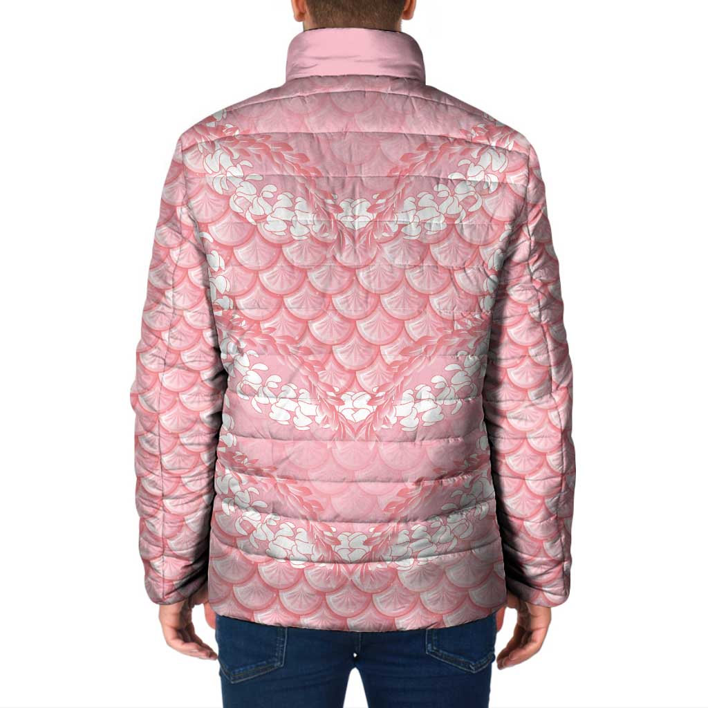 Soft Pink Mermaid Puakenikeni Maile Lei Padded Jacket